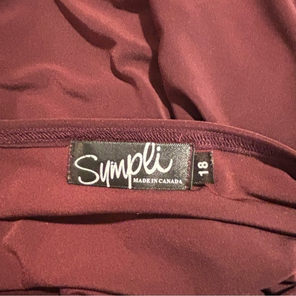 SYMPLI Sz 18 Tunic 3/4 Sleeve Oval Neckline Cut Out High Low Long Line Slinky - Picture 8 of 9